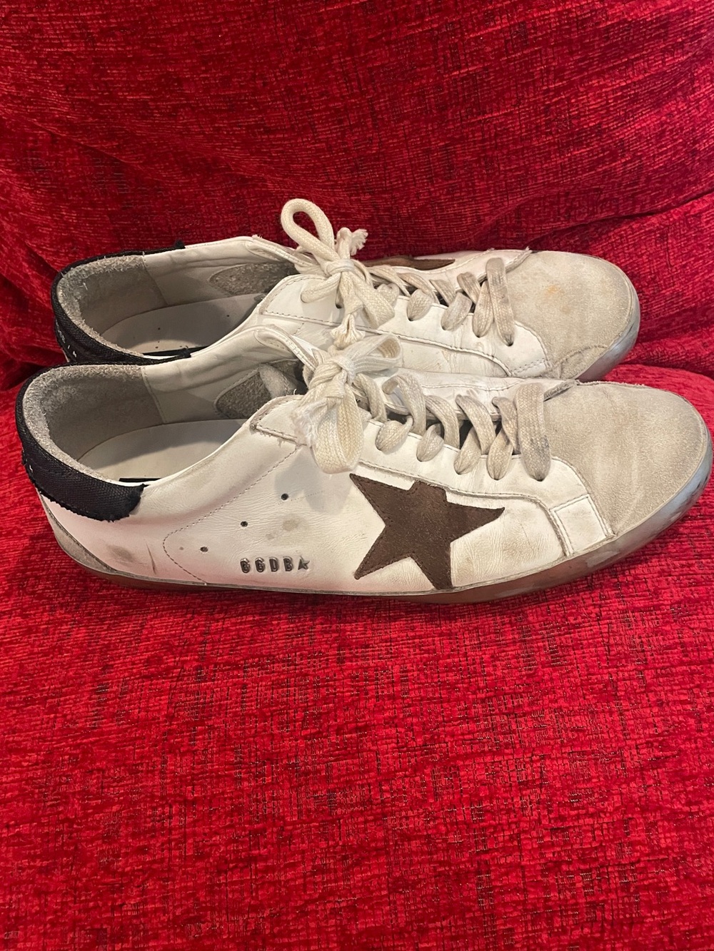 Golden Goose White Low-Top Sneakers with Brown Star